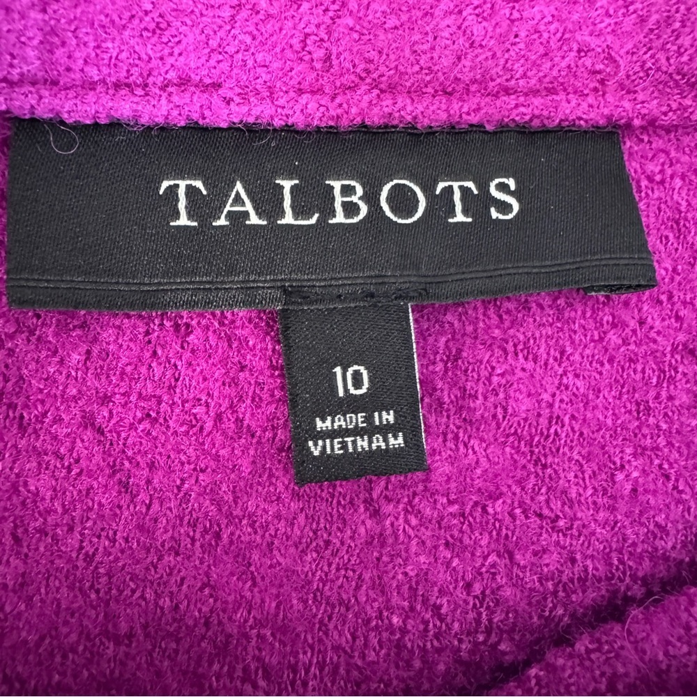Talbots Magenta Wool Blend Asym Zip Moto Jacket Zipper Pockets Women 10 - Picture 5 of 12